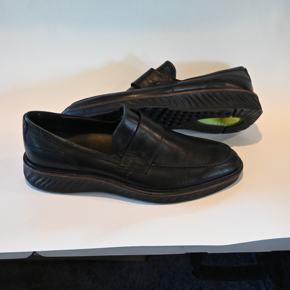 ECCO ST.1 Hybrid Leather Penny Loafers Shoes Slip On Black Mens 13 13.5 47